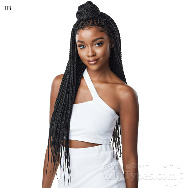 Outre Pre Braided Synthetic Hd Lace Wig Knotless Triangle Part Braids