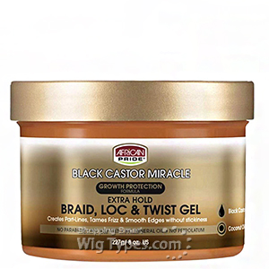 African Pride Black Castor Miracle Braid Loc and Twist Gel 8oz