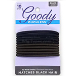 Goody #76829 Ouchless Black Noir No-Metal Medium Hair Elastics 10pcs