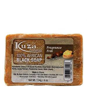 Kuza 100% African Black Soap Fragrance Free 4oz