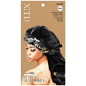 Lux by Qfitt Luxury Silky Velvet Tie Bonnet - Braid #7116 Assort