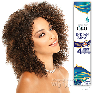 100% Human Hair Moisture Remy Rain - INDIAN REMY JERRY CURL 4PCS  (10/10/12/14 + Closure) - Wet & Wavy 