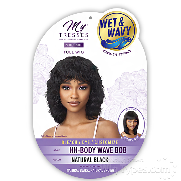 Outre Mytresses Wet Wavy Purple Label 100 Unprocessed Human Hair Wig Hh Body Wave Bob Wigtypes Com