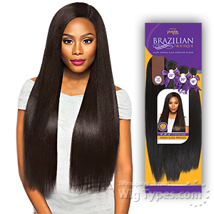 Outre Purple Pack Brazilian Boutique Human Hair Blend Weaving - VIRGIN SLEEK PRESSED 4PCS (18/20/22 + 4 inch lace closure)