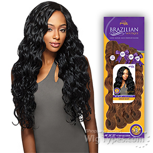 Outre Purple Pack Brazilian Boutique Human Hair Blend Weaving - VIRGIN BODY 4PCS (18/20/22 + 4 inch lace closure)