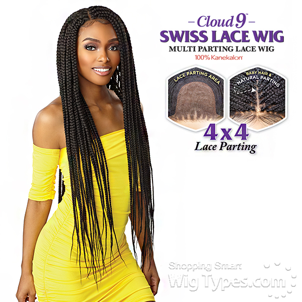 Sensationnel Cloud 9 Synthetic Hair 4x4 Lace Parting 100% Hand-Braided HD  Swiss Lace Wig - BOX BRAID X-LARGE 36 